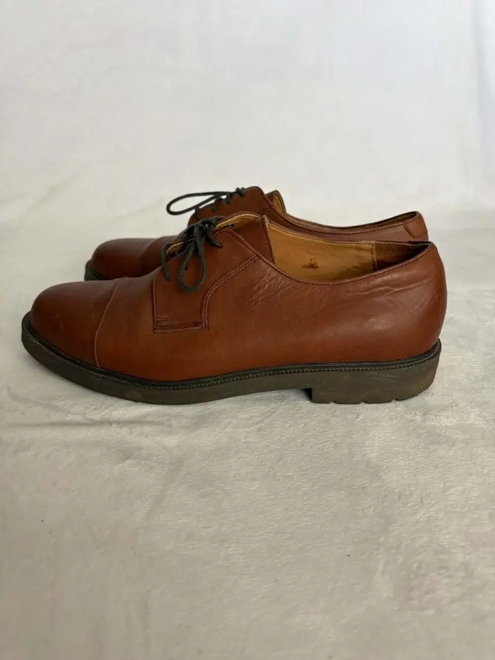 Barrington Men's Leather Upper Brown Cap Toe Oxford Shoes Size 9D